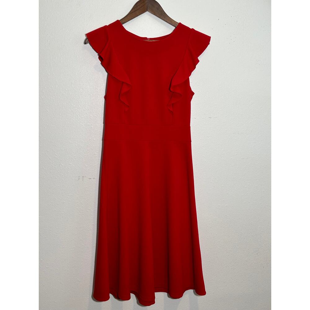 YATHON Women's Vintage Ruffle A Line Swing Casual Cocktail Party Dresses -Red